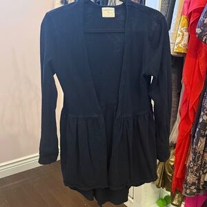 Black Open Front Cardigan Jacket